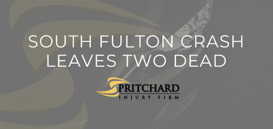 Pritchard Injury Firm logo and the words South Fulton crash leaves two dead